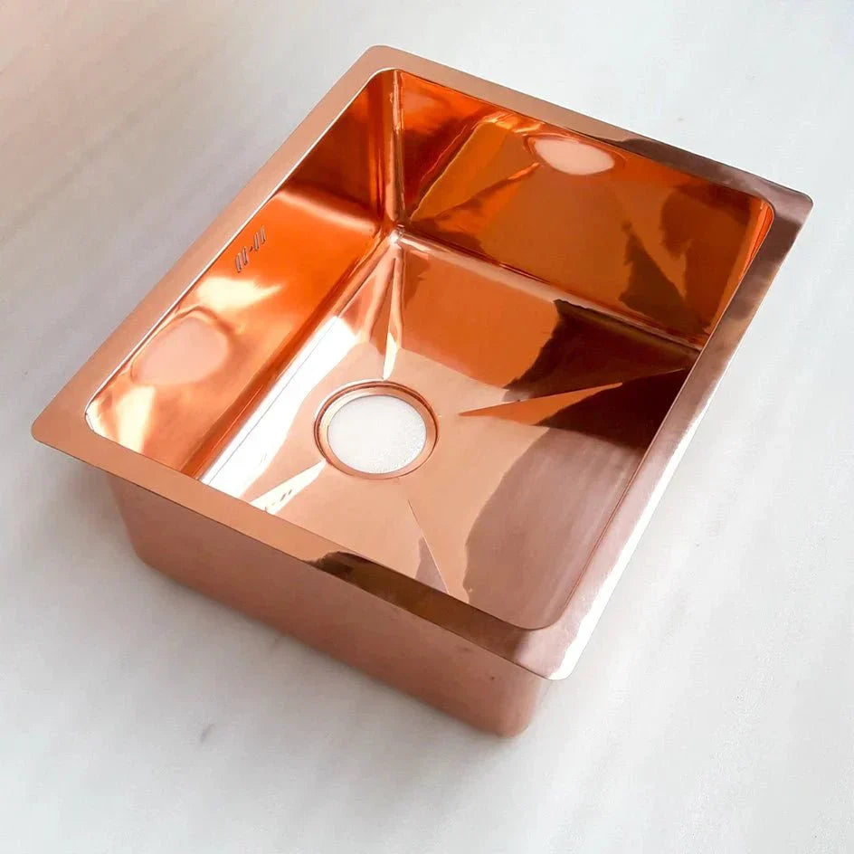 Japandi Style Interior Design featuring Smooth Copper Kitchen Island Sink