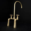 Prestige brass bridge faucet – installed over apron-front sink