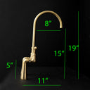 Unlacquered brass bridge kitchen faucet – installed in traditional kitchen