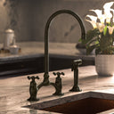 Unlacquered brass Victorian bridge faucet – aged bronze finish option