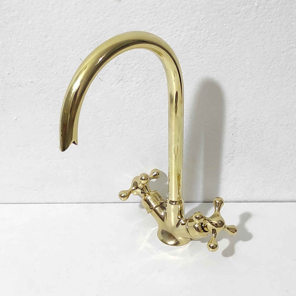 Brass Gooseneck Faucet Single Hole Bathroom Faucets product photo