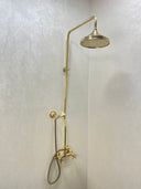 Unlacquered Brass Rain Shower shower system for primary bathrooms, guest bathrooms, walk-in showers, and classic bath renovations - view 2