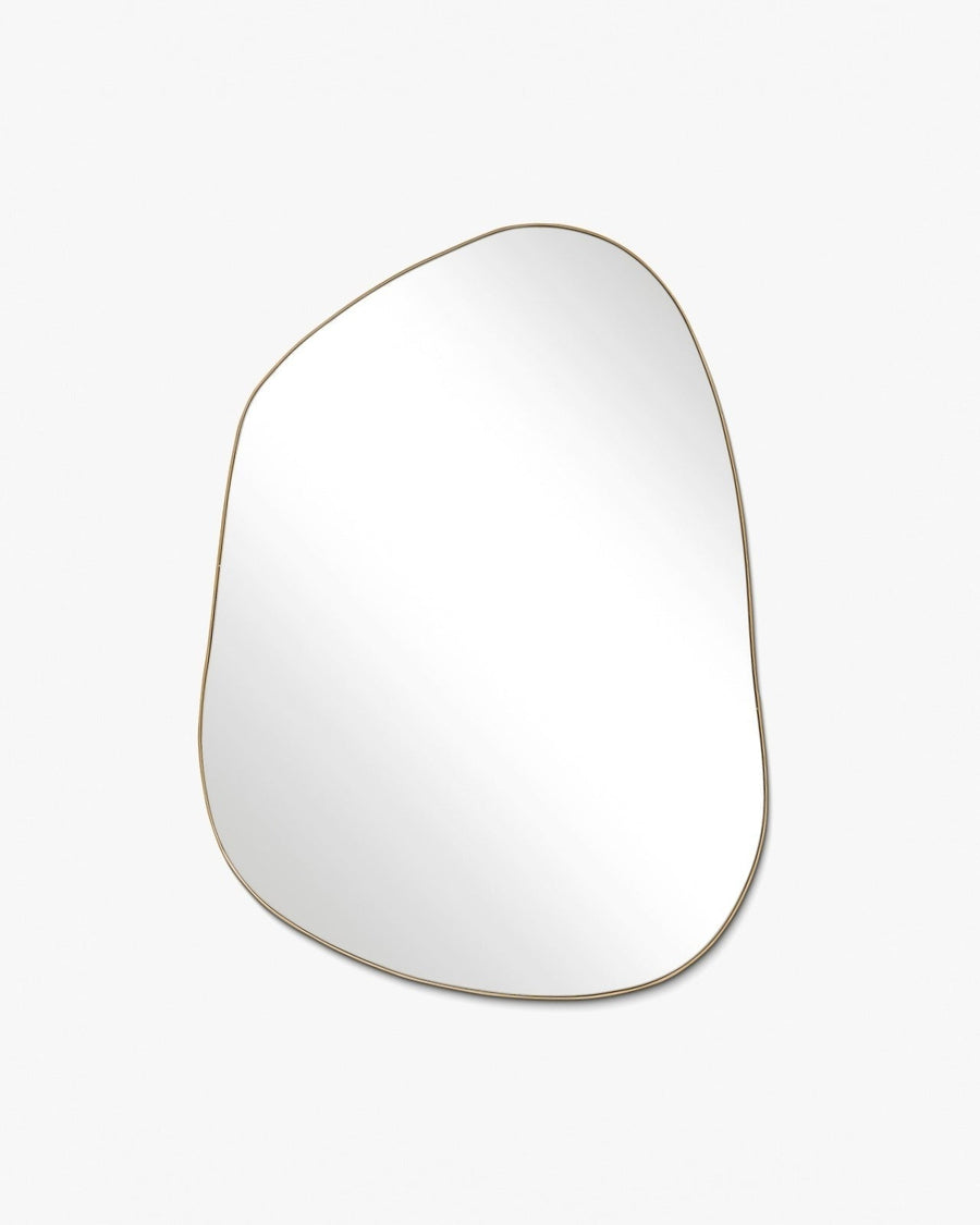 Brassy Gold Organik Mirror - Unlacquered Solid Brass wall mirror for bathrooms, entryways, dressing rooms, and decorative wall styling - view 1