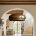 Rustic oxidized copper ceiling light, side profile – Brass For Homes