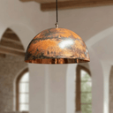 Oxidized Copper Dome Pendant – Rustic Ceiling Light for Farmhouse Kitchens - Brass For Homes - 