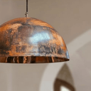 Rustic copper dome ceiling pendant with oxidized patina – handcrafted farmhouse lighting – Brass For Homes