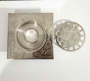 Engraved Silver Floor drain kitchen hardware for cabinets, drawers, sinks, drains, pot rails, and kitchen utility areas - view 1