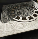 Engraved Silver Floor drain kitchen hardware for cabinets, drawers, sinks, drains, pot rails, and kitchen utility areas - view 4