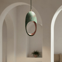 Green Patina Copper Pendant – Cutout Dome Ceiling Light for Rustic Decor - Brass For Homes - 