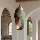 Green Patina Copper Pendant – Oval Cutout Ceiling Light for Rustic Decor Pendant Lighting detail view 2