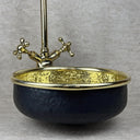 Hammered Brass Vessel Bathroom Sink – Black Round Basin Sinks detail view 4