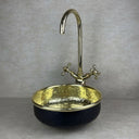 Hammered Brass Vessel Bathroom Sink – Black Round Basin sink for kitchens, bars, powder rooms, vanities, and statement wash areas - view 5