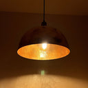 Hammered Solid Copper Half-Dome Pendant — Moroccan Artisan Ceiling Light Pendant Lighting detail view 2