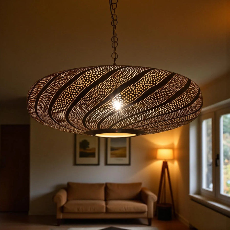 Handcrafted Brass Pendant Light – Moroccan Artisan Ceiling Lamp pendant light for kitchen islands, dining rooms, vanities, and warm artisan interiors - view 1