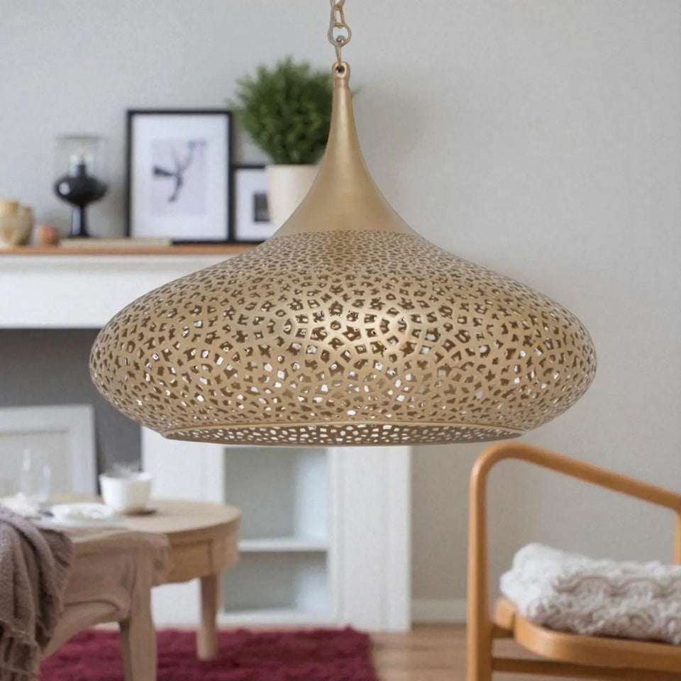 Handcrafted Brass Pendant Light – Moroccan Engraved Ceiling Lamp Pendant Lighting product photo