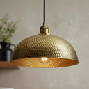Handcrafted Hammered Brass Pendant Light – Industrial Rustic Ceiling Lamp Pendant Lighting detail view 3