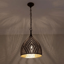 Handcrafted brass teardrop pendant light – hanging in dining room