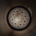 Handcrafted Round Brass Sconce – Engraved Moroccan Wall Light Pendant Lighting detail view 2