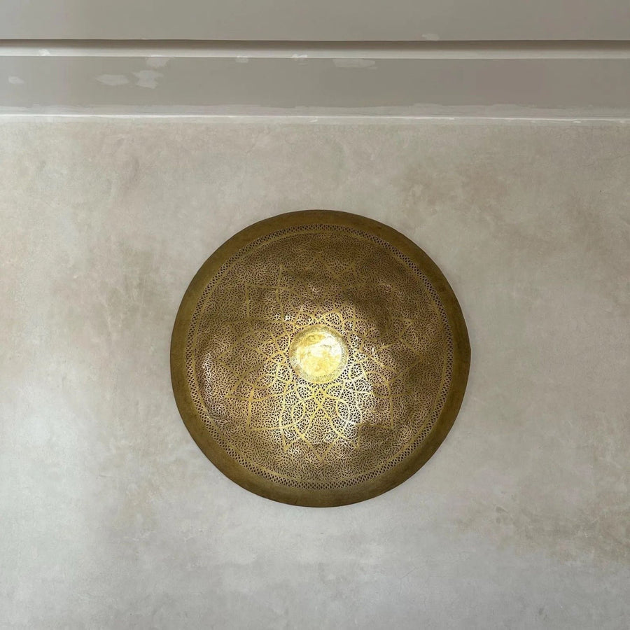Handcrafted Round Brass Wall Light – Moroccan Engraved Sconce pendant light for kitchen islands, dining rooms, vanities, and warm artisan interiors - view 1