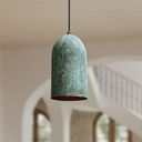 Verdigris Copper Cylinder Pendant – Tall Green Patina Light for Kitchens Pendant Lighting detail view 2