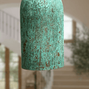 Verdigris Copper Cylinder Pendant – Tall Green Patina Light for Kitchens Pendant Lighting detail view 4