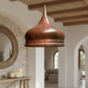 Hammered Copper Onion Dome Pendant – Rustic Ceiling Fixture for Kitchens - Brass For Homes - 