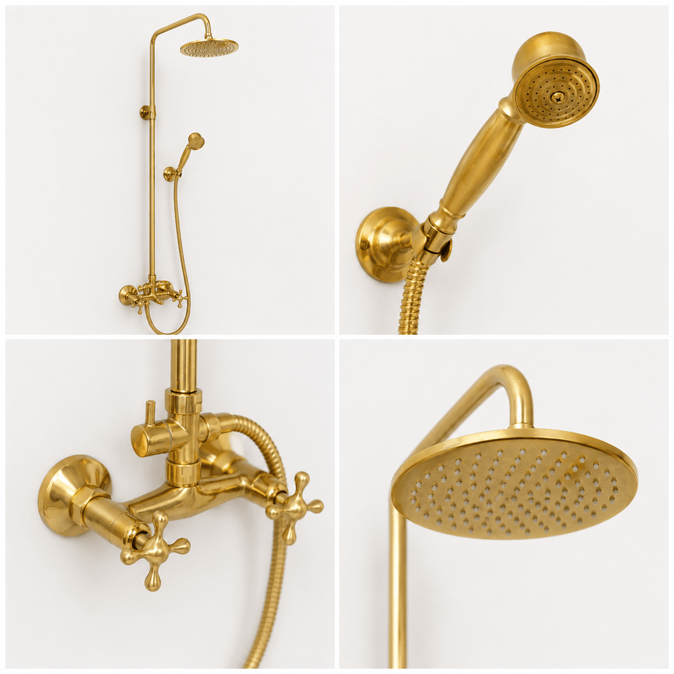 Luxury Brass Rain Shower System with Handheld Shower Shower Systems product photo