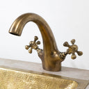 Oil rubbed brass vanity faucet – dark antique finish, single hole, front view