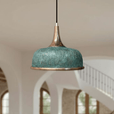 Green Patina Copper Dome Pendant – Oxidized Ceiling Light for Farmhouse - Brass For Homes - 