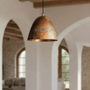 Oxidized copper dome ceiling fixture, bottom view showing socket – Brass For Homes
