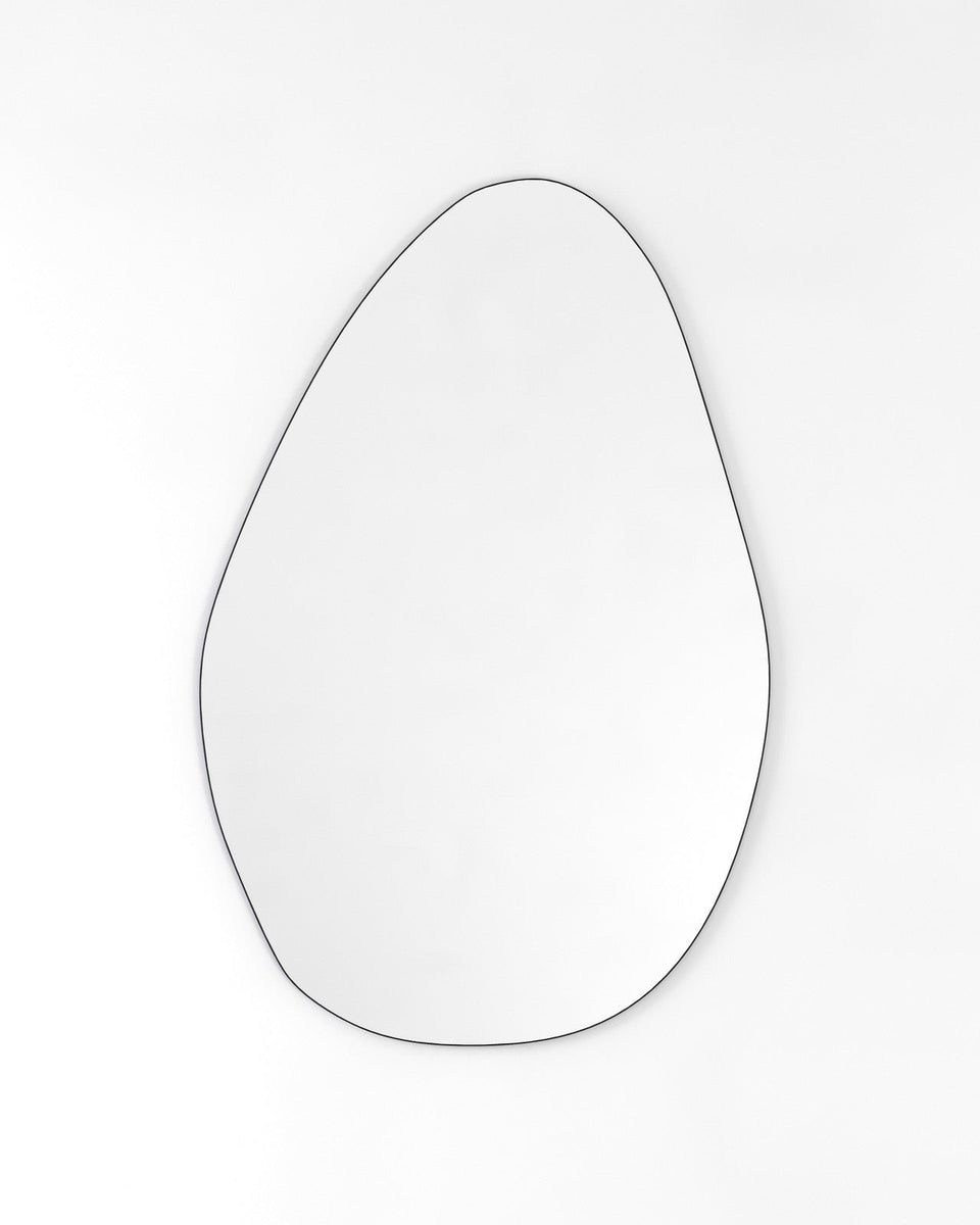 Pebble Mirror - Unlacquered Solid Brass wall mirror for bathrooms, entryways, dressing rooms, and decorative wall styling - view 1