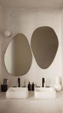 Pebble Mirror - Unlacquered Solid Brass wall mirror for bathrooms, entryways, dressing rooms, and decorative wall styling - view 4