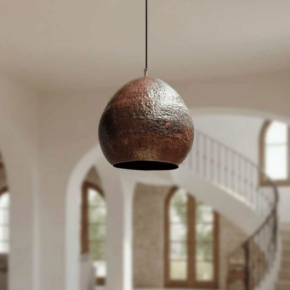 Rustic Hammered Copper Pendant – Dome Ceiling Light for Kitchen Spaces pendant light for kitchen islands, dining rooms, vanities, and warm artisan interiors - view 1