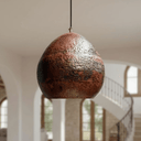 Rustic copper hammered dome pendant showing deep hand-hammered texture — Brass For Homes