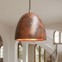 Hammered Rustic Copper Pendant – Dome Ceiling Light for Farmhouse Kitchens - Brass For Homes - 