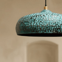 Blue Patina Brass Pendant Lights – Handcrafted Oxidized Dome Fixtures for Kitchen Islands - Brass For Homes - 