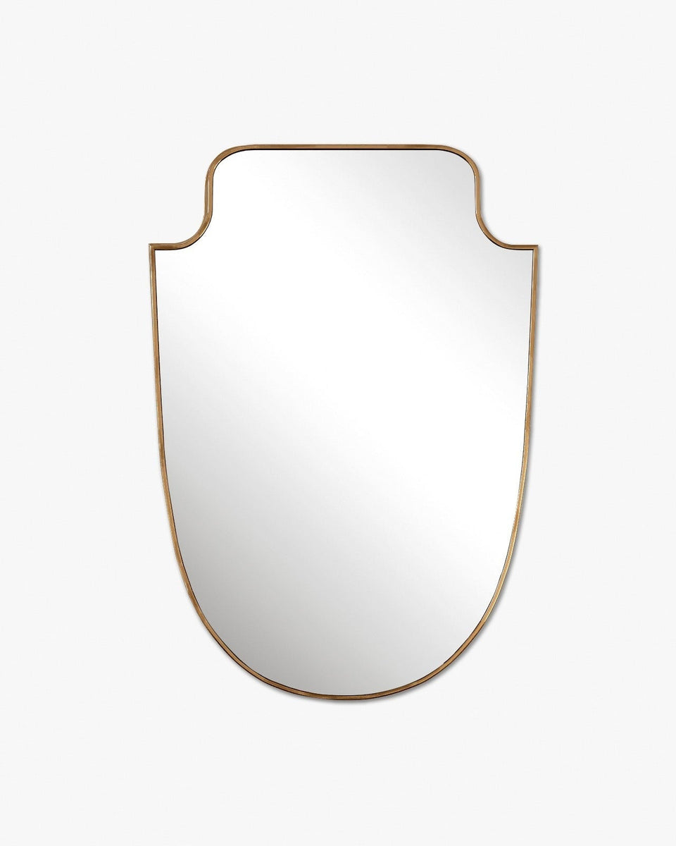 Shelda Gold Wall Mirror - Unlacquered Solid Brass wall mirror for bathrooms, entryways, dressing rooms, and decorative wall styling - view 1