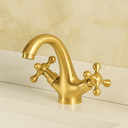 Solid Brass Single-Hole Bathroom Faucet – Classic Cross Handles Bathroom Faucets detail view 4