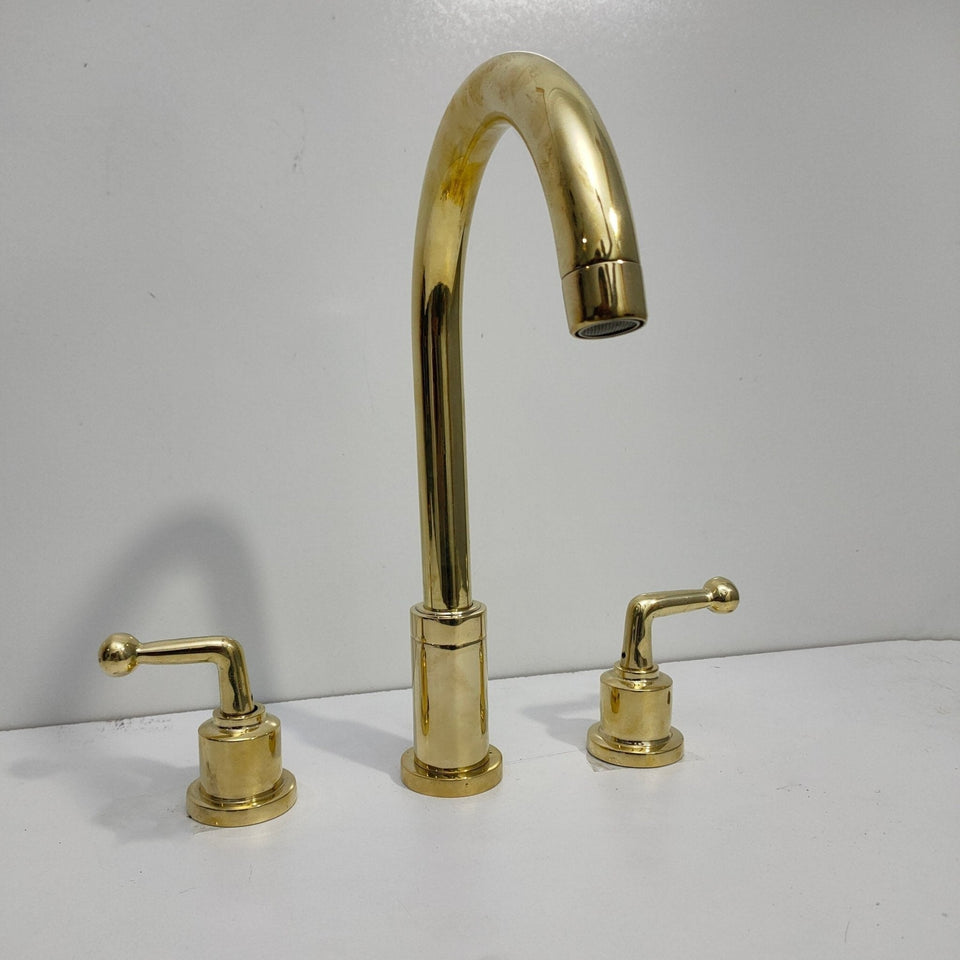 Solid Brass Three Holes Faucet with Lever Handle kitchen faucet for kitchen sinks, prep sinks, bridge faucet layouts, and farmhouse kitchens - view 1