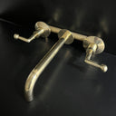 Unlacquered Brass Bathroom Faucet with Lever Handles wall mount faucet for wall-mounted sink layouts, bathrooms, kitchens, and compact wash spaces - view 5