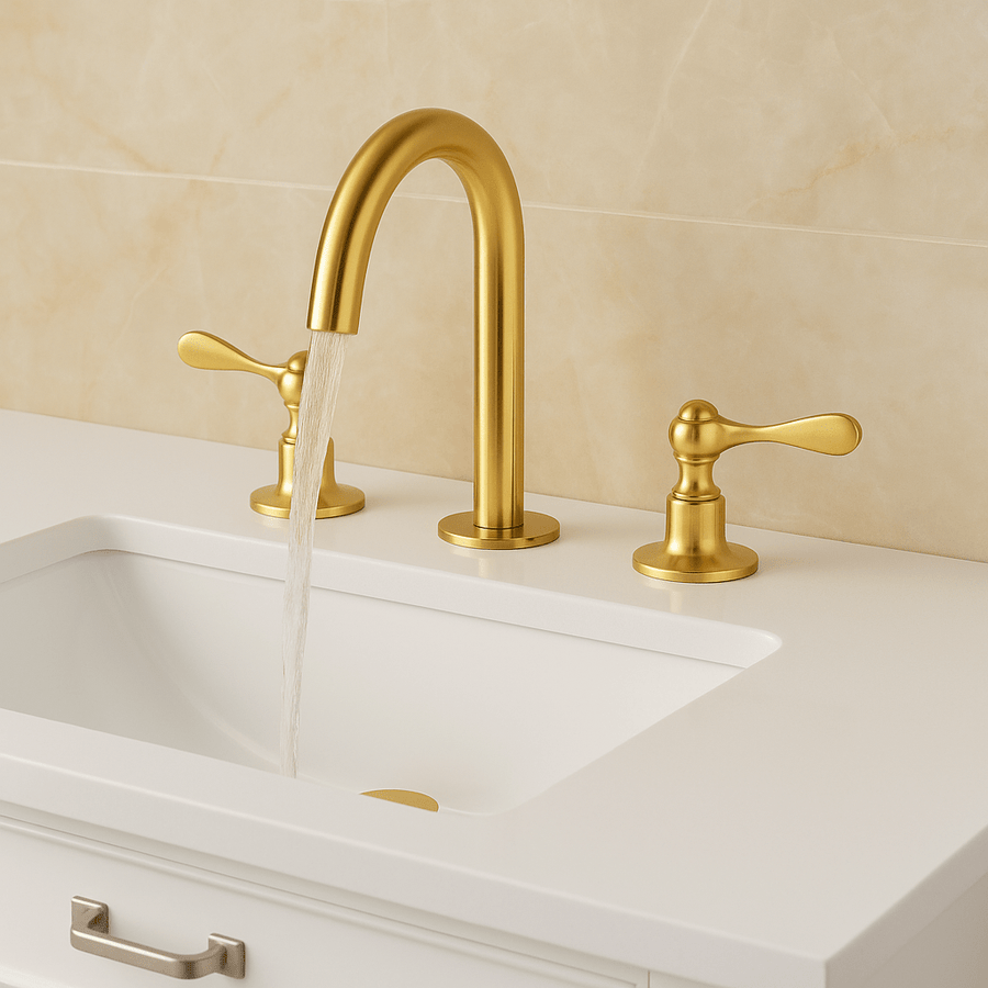 Solid Brass Widespread Bathroom Faucet – Handle Options bathroom faucet for bathroom vanities, powder rooms, basin sinks, and vintage-inspired wash spaces - view 1