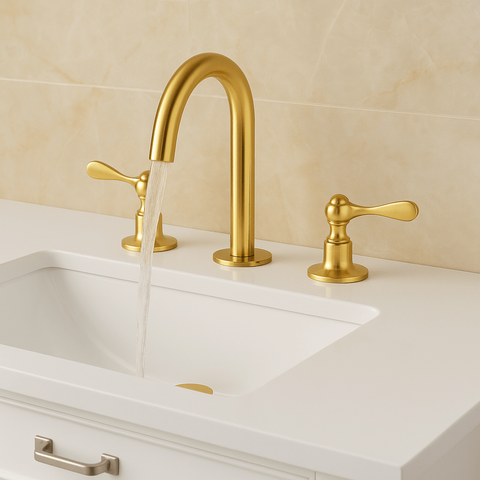 Solid Brass Widespread Bathroom Faucet – Handle Options Bathroom Faucets product photo
