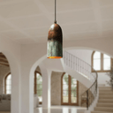 Verdigris Copper Cylinder Pendant – Tall Green Patina Ceiling Fixture Pendant Lighting detail view 2