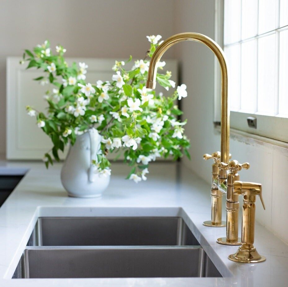 Unlacquered Natural Brass Kitchen Faucet Kitchen Faucets product photo