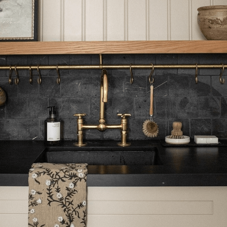 Unlacquered Brass Ball Center Kitchen Faucet Kitchen Faucets product photo