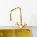Polished brass bathroom faucet – single hole, bright finish, front view