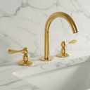 Unlacquered Brass Bathroom Faucet: Widespread 3-Hole Sink Fixture Bathroom Faucets detail view 4
