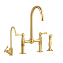 Unlacquered Brass Bridge Kitchen Faucet Set with Sprayer Kitchen Faucets detail view 2