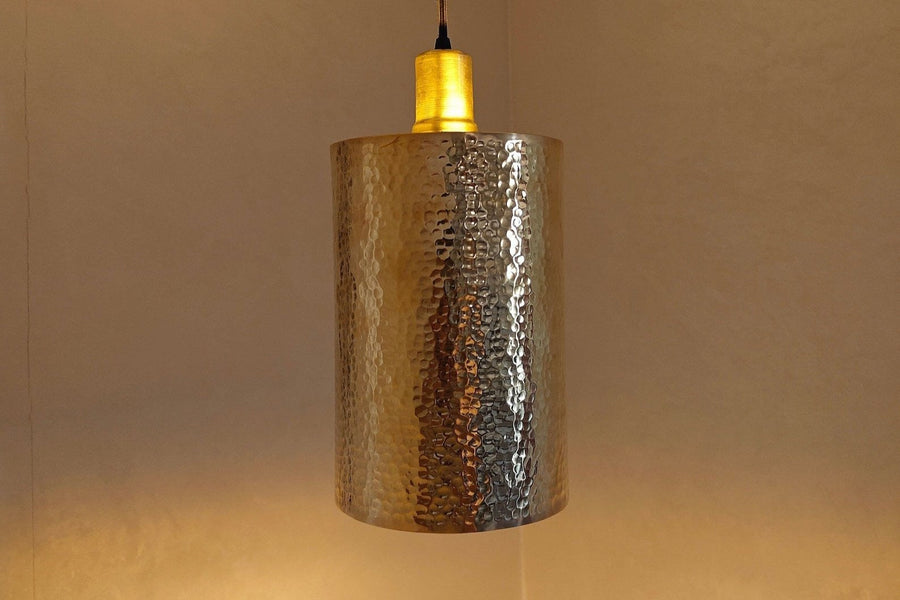 Unlacquered Brass Cylindric Pendant Light pendant light for kitchen islands, dining rooms, vanities, and warm artisan interiors - view 1