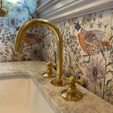 Unlacquered Brass Deck Mounted Bathroom Faucet bathroom faucet for bathroom vanities, powder rooms, basin sinks, and vintage-inspired wash spaces - view 1